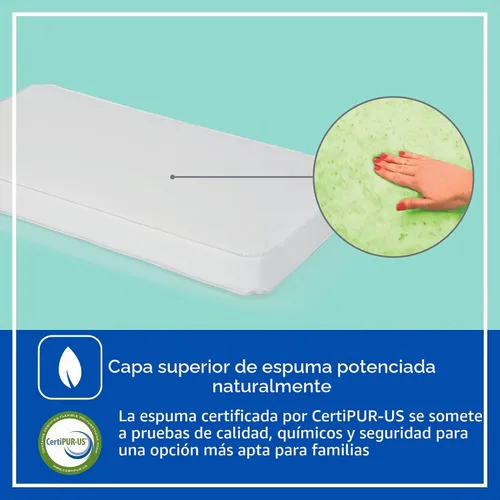 Vista 8 de Sealy Posture Perfect - Colchón impermeable de 2 etapas para cuna y colchón para cama de bebé, espuma viscoelástica híbrida y 150 bobinas de alta