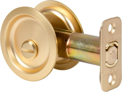 Vista 6 de Stone Harbor Hardware Cerradura de puerta de bolsillo redondo, función de privacidad, fondo de 2-3/4", níquel antiguo