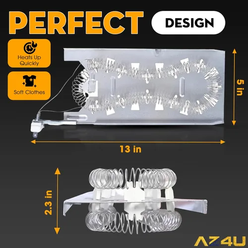 Vista 3 de AZ4U Elemento calefactor para secadora para Whirlpool WED5500XW0 GEQ9800PW1 GEW9250PW1 WED5800BW0 WED8000DW4 WED7500GW0 GEW9250PL1 WED8300SW2