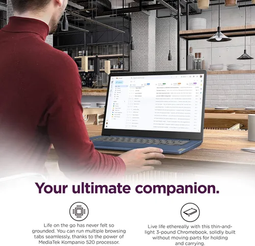 Vista 6 de Lenovo Chromebook 14 Laptop (pantalla táctil FHD de 14 pulgadas, procesador de 8 núcleos a 2.0 GHz, 4 GB de RAM, 128 GB