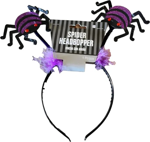 Vista 3 de amscan Diadema de araña morada brillante, tamaño infantil (1 unidad), accesorio perfecto para disfraz para diversión espeluznante y fiestas