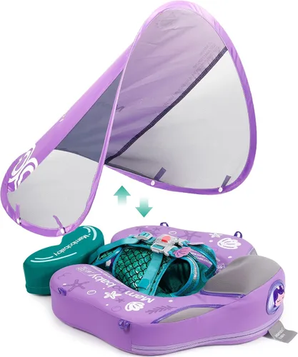 Vista 23 de Mambobaby Flotador Mejorado Añadir Cola Flotador para Bebé con Toldo para Anillo de Natación de Cintura Infantil Entrenador de Natación Flotadores