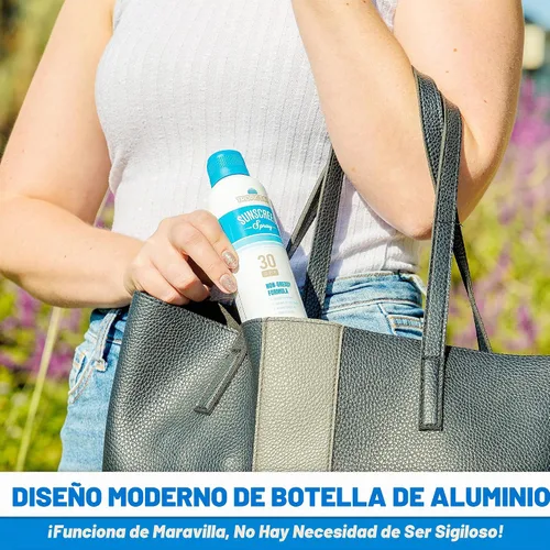 Vista 2 de GoPong Botella de aerosol de aluminio con petaca de protector solar (473 ml en total) - Petacas de alcohol ocultas para viajes – Contenedores