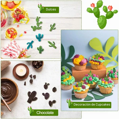 Vista 6 de Geiserailie Molde de silicona para fondant de cactus de 3 piezas