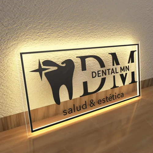 Vista 3 de Letrero LED con logotipo personalizado, letrero acrílico personalizado, letreros de negocios personalizados Logotipo de negocio personalizado