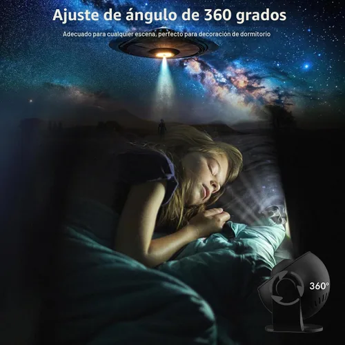 Vista 6 de Proyector de galaxia, proyector de estrellas planetario 13 en 1 con sistema solar y constelación, lámpara giratoria de 360°, proyector de luz