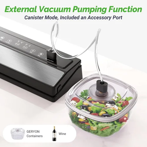 Vista 12 de [Usado] GERYON Sellador al vacío, máquina selladora al vacío para almacenamiento de alimentos con bolsas selladoras y rollo, sellador automático