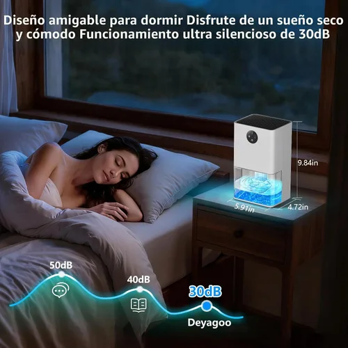 Vista 3 de Deshumidificador, deshumidificadores pequeños de 50 onzas para habitación del hogar, silencioso con apagado automático, deshumidificadores