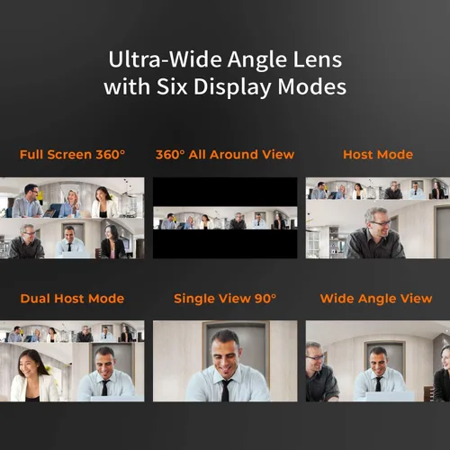 Vista 4 de j5create Cámara web de reunión de 360 grados - Cámara de videoconferencia HD de 1080P con micrófono de alta fidelidad, USB-C