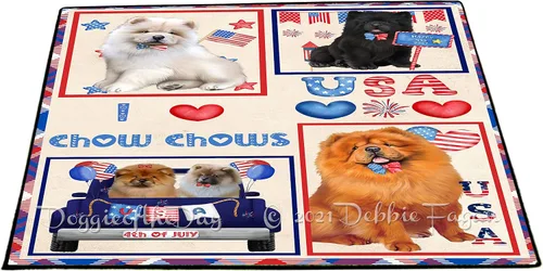 Vista 12 de Doggie of the Day Chow Chow Dogs Floor Mat - 4th of July Independence Day - Best Dog Doormat - Protector Decor - Unique Portrait Art - Premium