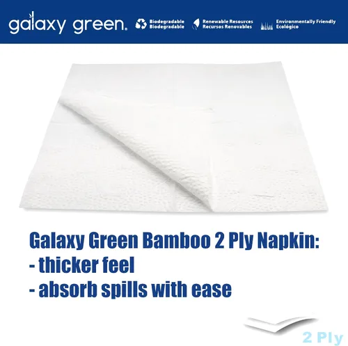 Vista 2 de Servilleta de papel desechable de bambú de 2 capas (100 unidades x paquete de 12)