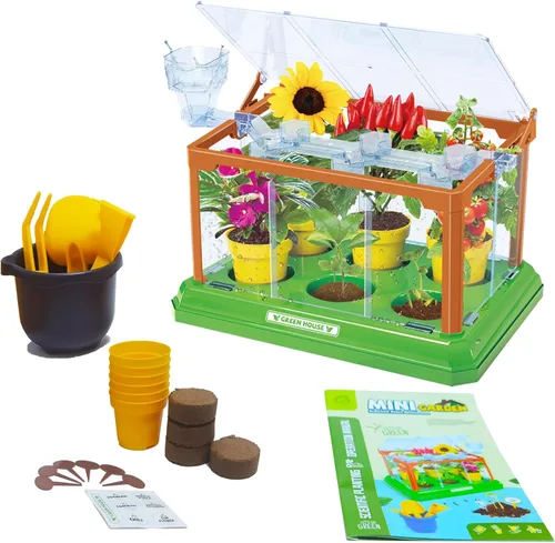 Vista 2 de EXBEPE Kit de jardinería para niños, kit de terrario de cultivo de invernadero, juego de cultivo de plantas, descubrimiento, regalo educativo