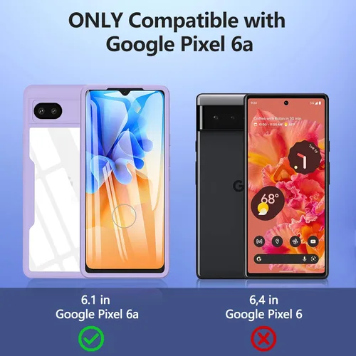 Vista 5 de BESINPO Funda de silicona TPU resistente a prueba de golpes de grado militar para Google Pixel 6A (violeta)