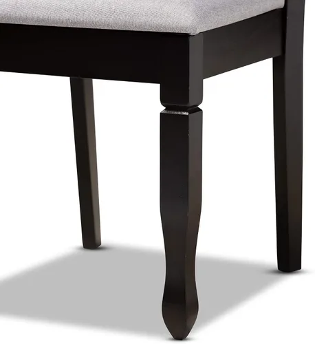 Vista 5 de Baxton Studio Petrina - Juego de comedor tapizado de tela gris, madera con acabado marrón expreso, 7 piezas