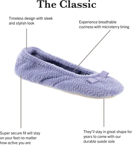 Vista 2 de Isotoner - Pantuflas de microfibra con patrón de chevrón para mujer con suela de ante y absorción de humedad para mayor comodidad