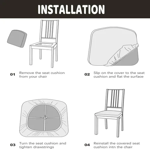 Vista 5 de Funda de asiento impermeable para sillas de comedor, extraíble, lavable, tapizada, protectores de asiento de silla resistentes al agua, fundas