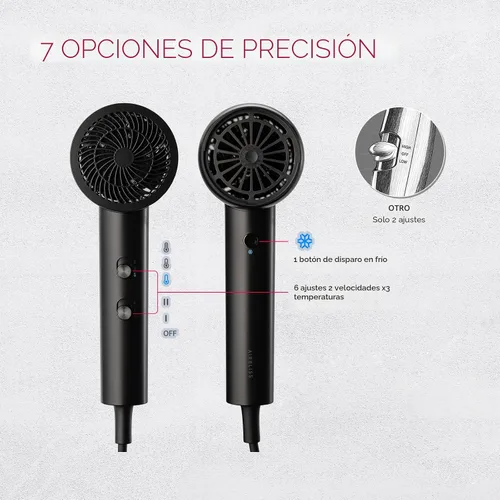 Vista 6 de Secador de pelo con difusor TYMO - Secador de pelo iónico de 300 millones con difusor y accesorio de peine para cabello rizado, secador de pelo