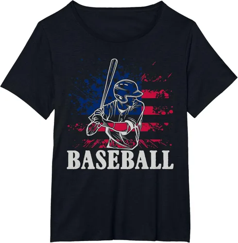 Vista 34 de Camiseta de béisbol deportiva estadounidense con bandera estadounidense, Negro, S