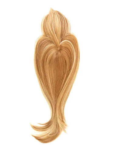Vista 8 de Flecos en la parte superior de la cabeza color R6/30H chocolate cobre – 16 pulgadas de longitud Topper Hairdo Base Monofilamento 5 Clips Natural