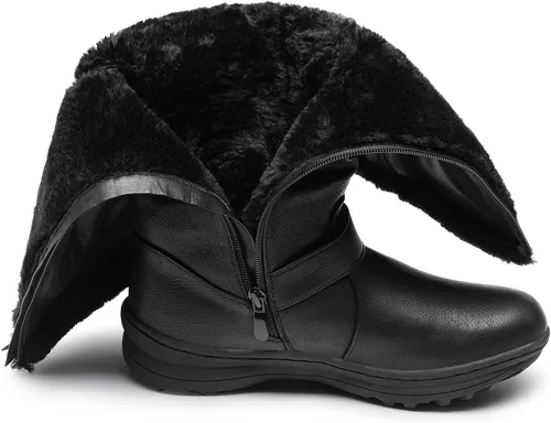 Vista 3 de DREAM PAIRS Botas altas hasta la rodilla con forro de piel para mujer, con cierre de cremallera