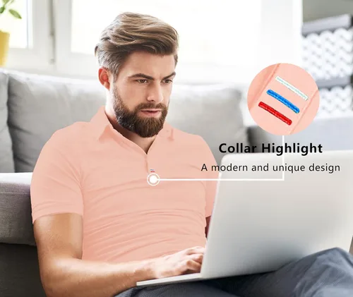 Vista 14 de V VALANCH Polo de golf de manga corta para hombre, estilo casual, con cuello que absorbe la humedad