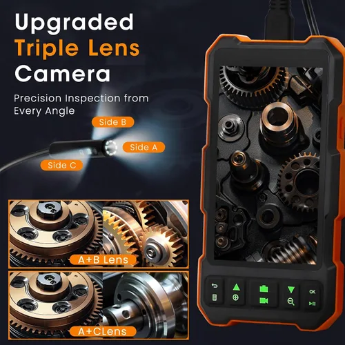 Vista 5 de Epicmate Cámara de Inspección de Alcantarillado con Triple Lente - Cámara Serpiente con Luz 16.5 pies, Endoscopio con Pantalla IPS de 5" con Luces