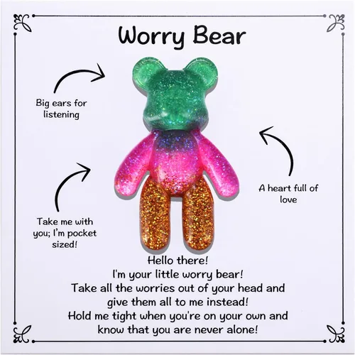 Vista 12 de Aesnefe Abrazo de oso de bolsillo, recuerdo para aliviar la ansiedad, regalo de aliento para la salud mental, ficha de apoyo emocional, regalo