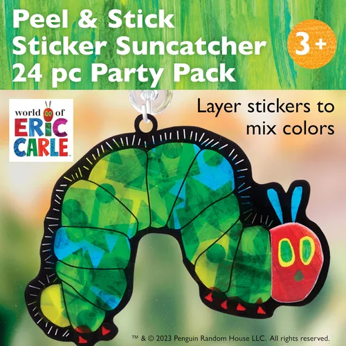Vista 2 de Creativity for Kids Suministros para fiestas de The Very Hungry Caterpillar: adhesivos Suncatchers - 24 recuerdos de fiesta de cumpleaños, recuerdos