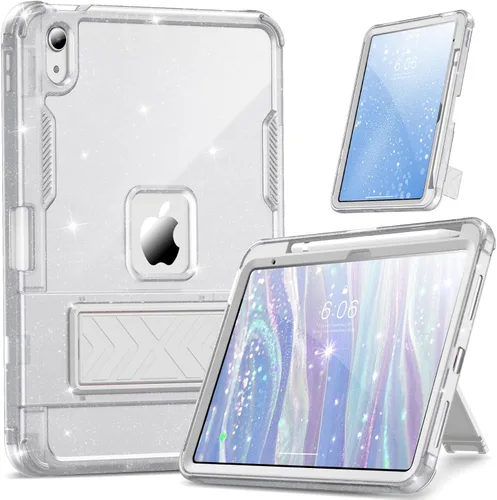Vista 10 de INFILAND Funda para iPad A16 de 11 pulgadas 11ª generación, Funda para iPad 10ª generación de 10.9 pulgadas con purpurina semitransparente, a prueba