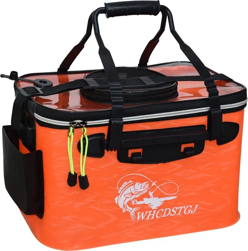 Vista 7 de Cubo de Pesca con Tapa Transparente, Cubo Plegable para Cebo de Pesca, Cubo Multifuncional para Pececillos, Contenedor de Pescado Vivo, Cubo de Negro