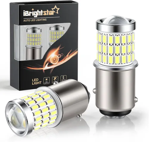 Vista 8 de iBrightstar - Las más novedosas luces de freno intermitentes estroboscópicas de 9 a 30 V, 912, 921, W16W, T15, 906, focos LED con lente. Rojo