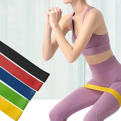Vista 2 de 5 bandas de ejercicio elásticas de resistencia para ejercicio, fitness, yoga, cinturón de entrenamiento, 5
