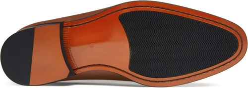Vista 6 de FRASOICUS Zapatos de vestir para hombre, de cuero genuino, correa de monje, zapatos formales con punta de ala, mocasín sin cordones