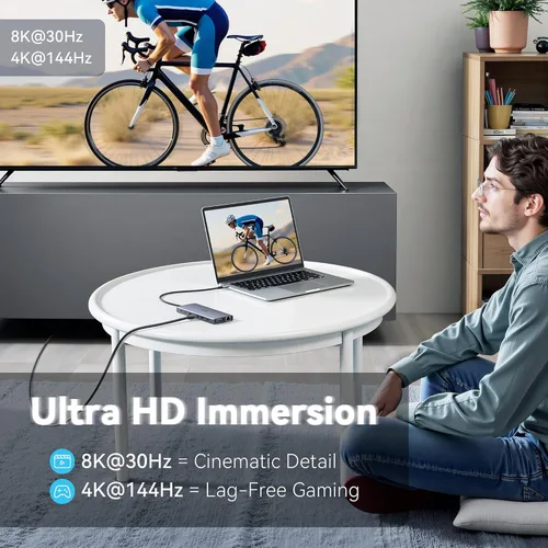 Vista 4 de Estación de acoplamiento USB C con monitor dual para Dell HP, estación de acoplamiento para portátil con 3 monitores, Hub USB C de 15 en 1 con Dock