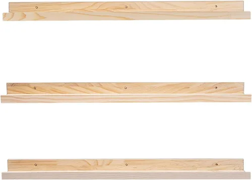 Vista 12 de MBYD Estantes flotantes de 36 pulgadas negros, estantes colgantes de madera, estante de repisa para fotos, estantes de repisa para fotos para pared