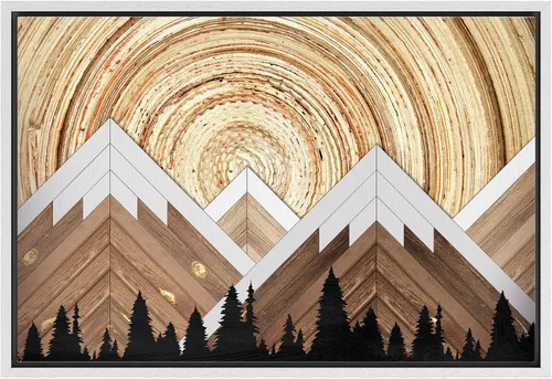 Vista 29 de IDEA4WALL Lienzo enmarcado para pared, decoración occidental, collage de polígonos de diamantes, paneles geométricos abstractos de madera, arte