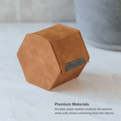 Vista 3 de Funda protectora de viaje para reloj de 1 ranura, organizador de relojes de alta calidad, con cuero vegano, almohada ajustable para cualquier reloj