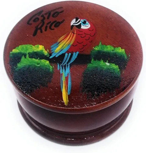 Vista 8 de Joyero de madera - Decoración pintada a mano - Juego de 1 joyero auténtico de la selva tropical costarricense - Artesanal - Estuche