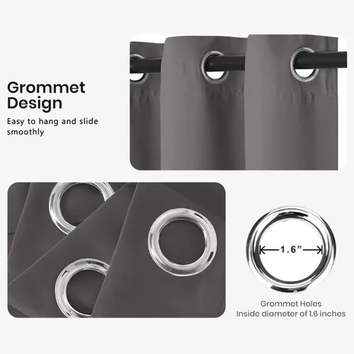 Vista 4 de Cortinas de faro costero de 54 pulgadas de largo, 2 paneles, cortinas opacas con ondas de vela para decoración de dormitorio, sala de estar, Negro