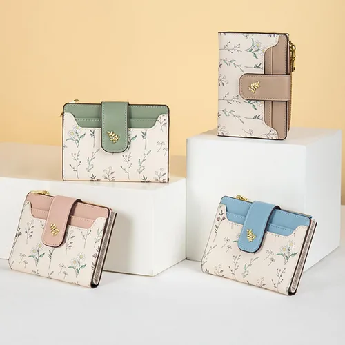 Vista 5 de Farcauo Cartera para Mujer delgada con Flores Kawaii, Carteras para Mujeres, Cartera Linda y delgada para Mujeres, Contemporáneo