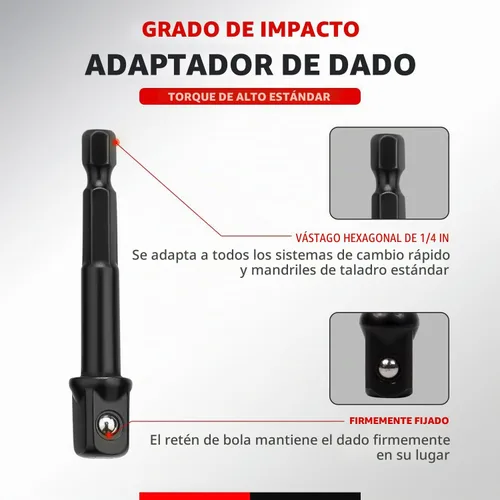 Vista 9 de Juego de enchufes de impacto universal de 1/4" de accionamiento, juego de enchufes giratorios de 18 piezas, enchufe de oscilación de junta universal