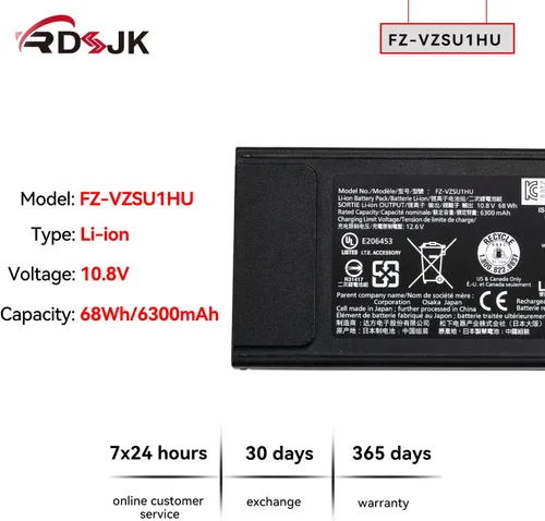 Vista 2 de FZ-VZSU1HU VZSU1HU FZ-VZSU1HAU VZSU1HAU - Batería para portátil Panasonic Toughbook 55 FZ-55 Mk1 Mk2 FZ-VZSU1 Series 3INR19/66-2 10.8V 68Wh/6300mAh