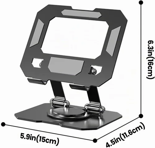 Vista 2 de Soporte para tablet para escritorio, soporte ajustable giratorio de 360°, soporte plegable de aluminio para tableta para iPad Pro, Air, Mini/Samsung