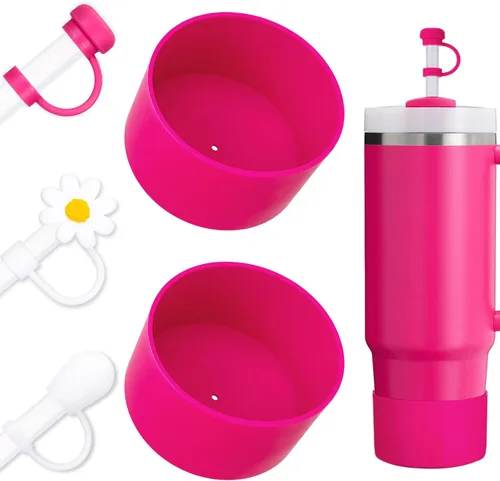 Vista 11 de Juego de funda para botas y pajilla, 2 fundas de silicona, 3 tapas de pajita, protector inferior para Stanley Cup H2.0 30 oz y 40 oz, coincidencia