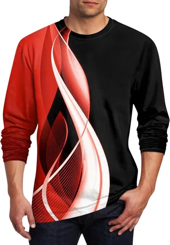 Vista 12 de Camisas casuales para hombre, de manga larga, cuello redondo, elásticas, suaves, casuales, S-4XL