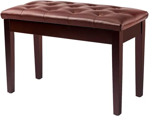 Vista 12 de Bonnlo - Banco de piano doble/dúo de madera con almacenamiento y cojín grueso, banco de piano acolchado de piel sintética para artista, asiento