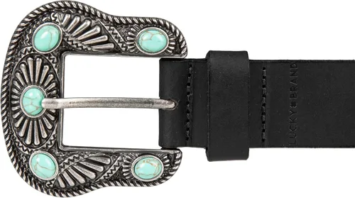 Vista 2 de Lucky Brand Cinturón de cuero de moda estilo occidental para mujer con hebilla de metal