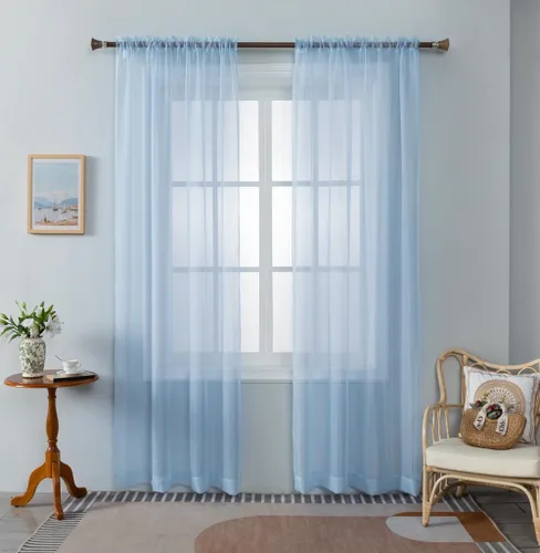 Vista 33 de WPM - Cortinas traslúcidas de color beige de 60 pulgadas de ancho x 95 pulgadas de largo, 2 paneles tratamiento de ventana para sala de estar