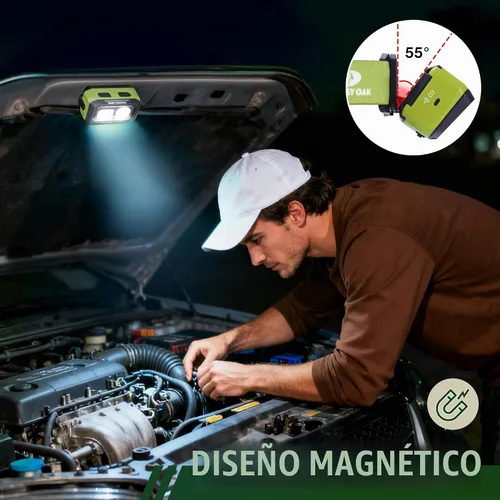 Vista 5 de Mossy Oak Linterna frontal LED de 600 lúmenes, fuente de alimentación dual, lámpara de cabeza con sensor de movimiento con base magnética