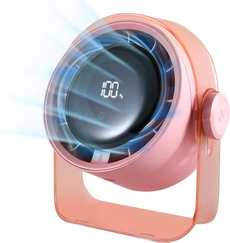 Vista 11 de VAVOFO Ventilador de Escritorio, Pequeño Ventilador de Mesa LED Portátil Silencioso, Inclinación de 180°, 100 Velocidades, 5 Modos, Ventilador